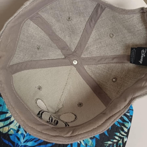 Disney Mickey Mouse Baseball  Cap SnapBack Gray Blue Floral Hawaiian Hat - Picture 5 of 6
